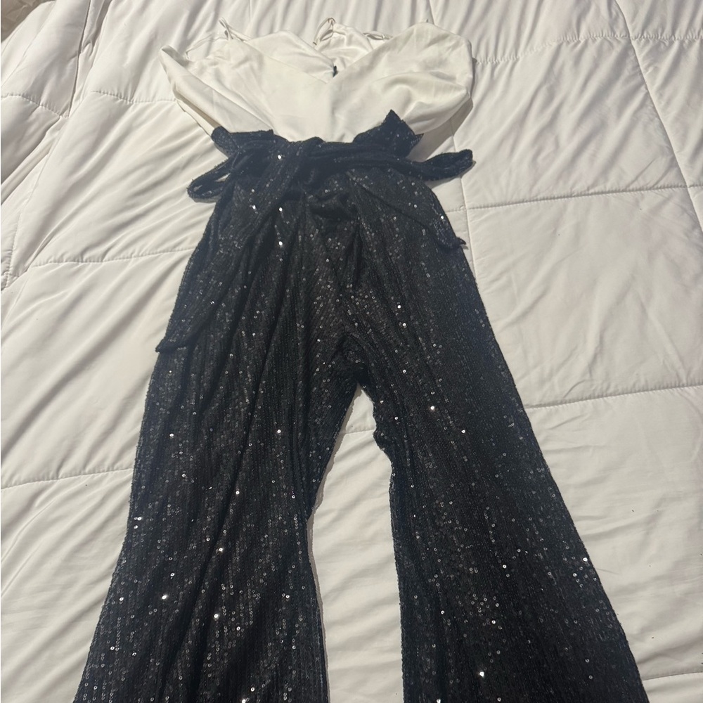 Fashion Nova Black Sequin Jumpsuit Glamorous Evening Wear